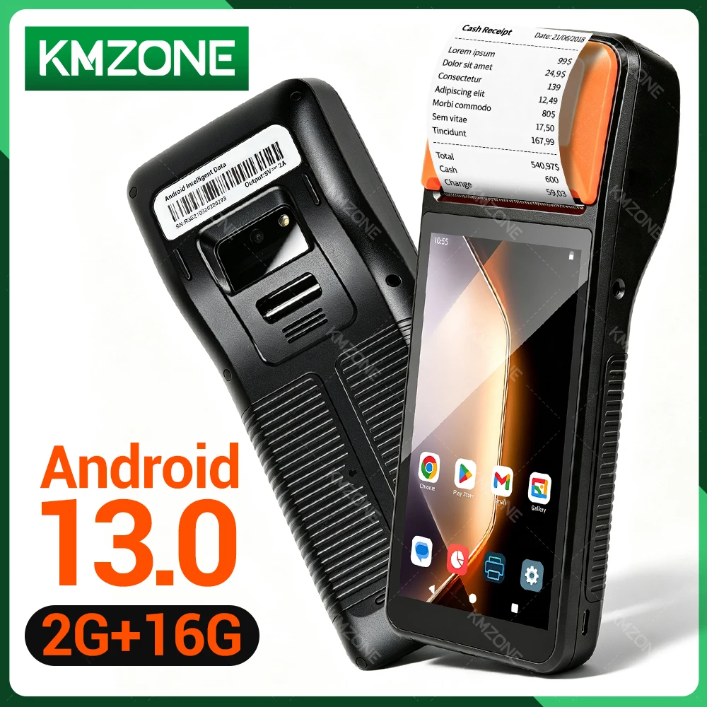 Android 13 Pos Terminal with Thermal Bluetooth Receipt Printer 5 Inch 4G Wifi with Camera POS PDA for Loyverse POS Retail Store
