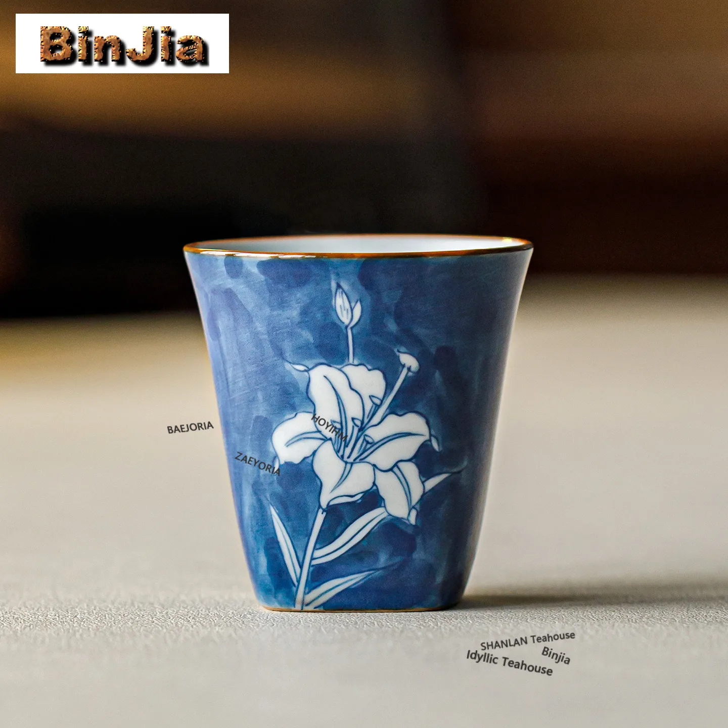 50ml Hand-painted Pomegranate Flower Teacup Retro Tea Bowl Mug Tea-tasting Smelling Cup Jianzhan Master Cups For Tea Ornaments