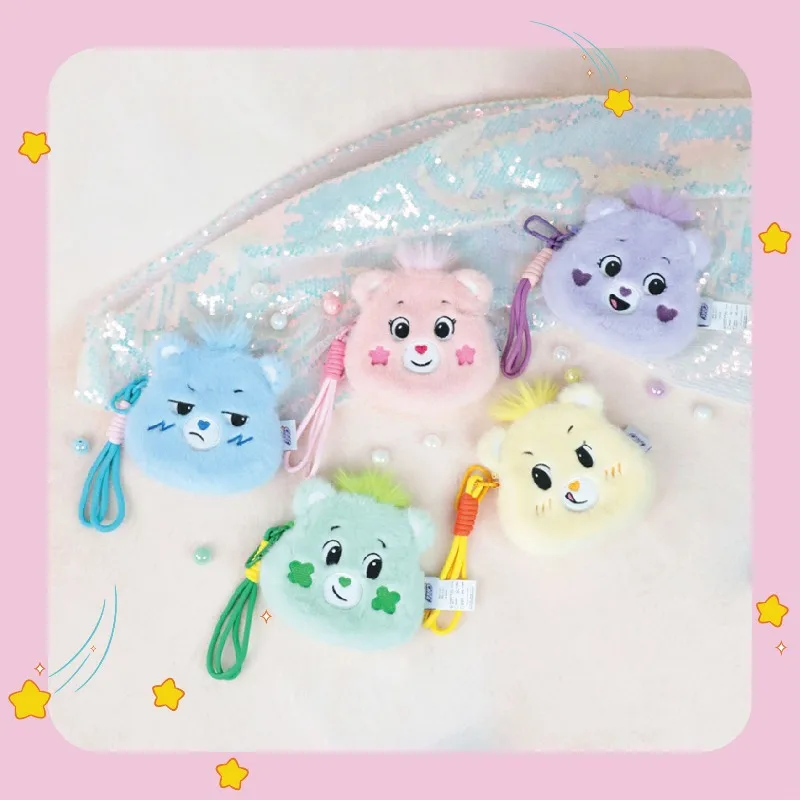 

Miniso's New Carebears Coin Wallet Love Bear Handbag Cute Rainbow Bear Portable Storage Pendant Plush Bag Gift for Women
