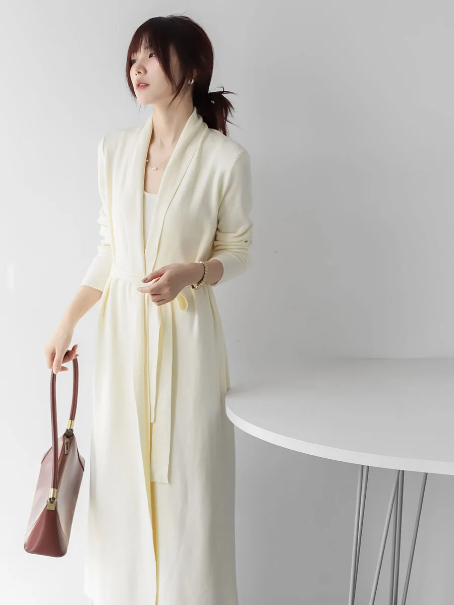 

Женский длинный вязаный кардиган MZOMXO: мягкий, уютный, ниже колена, с V-образным вырезом, повседневный, из полиэфирного волокна, для работы и отдыха