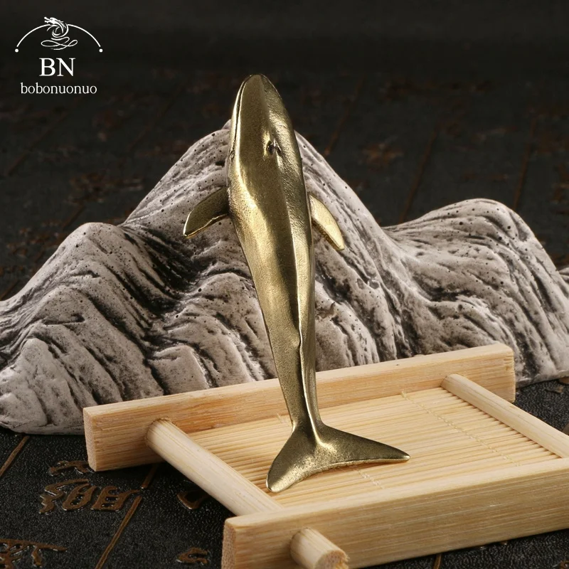 Solid Brass Blue whale Figurines Vintage Sea Animal Statue Desktop Ornaments Office Decorations Crafts Accessories Child Gifts