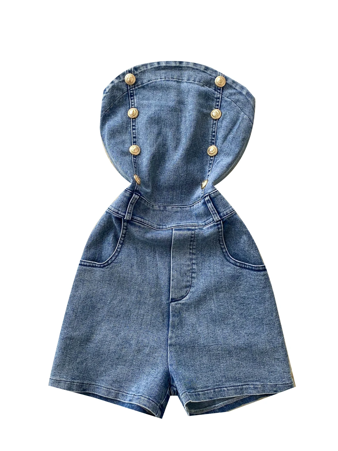 

High Waist Metal Bule Svel Denim Rer Women's Summer Faion Casual Wear ort Straight Cut Stand Thin