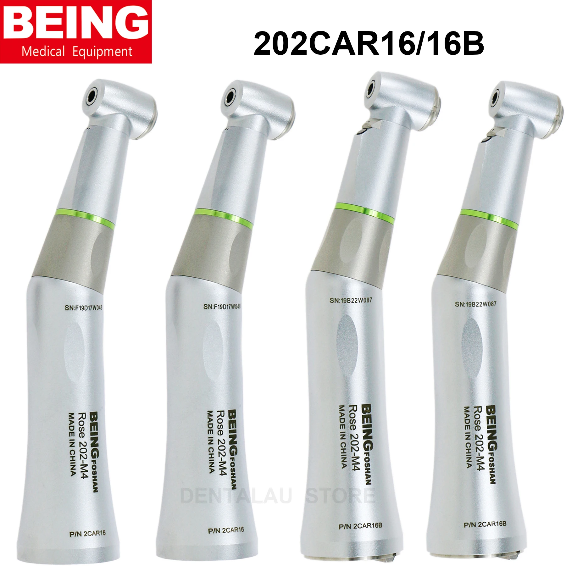 

202CAR16/16B BEING Dental 16:1 Reduction Low Speed Contra Angle Push Button type Handpiece Endodontic ROSE 202-M4