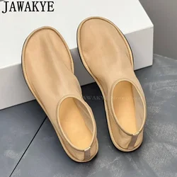 Summer Beige Mesh Net Flat Shoes For Women Round toe Low Top Loafers Shoes Luxury Runway Fashion Week Dance Walk Shoes Woman