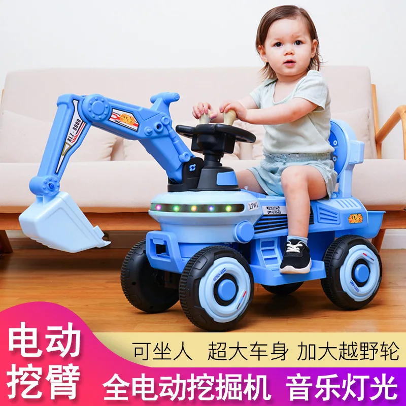 New Children\'s Electric Excavator Large Seatable Children\'s Toys Children\'s Electric Vehicle with Light