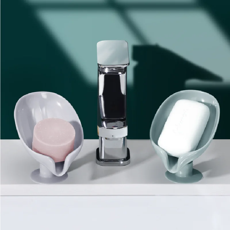 Bathroom Leaf-Shaped Standing Creative Suction Cup Wall-Mounted Drain-Free No-Punch No-Water Soap Storage Rack