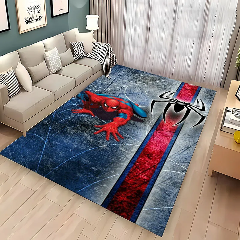 3D Marvel Spiderman Area Carpet, Living Room and Bedroom Household Items, Children's Room Sofa Mat, Doormat Floor Anti-slip Rug