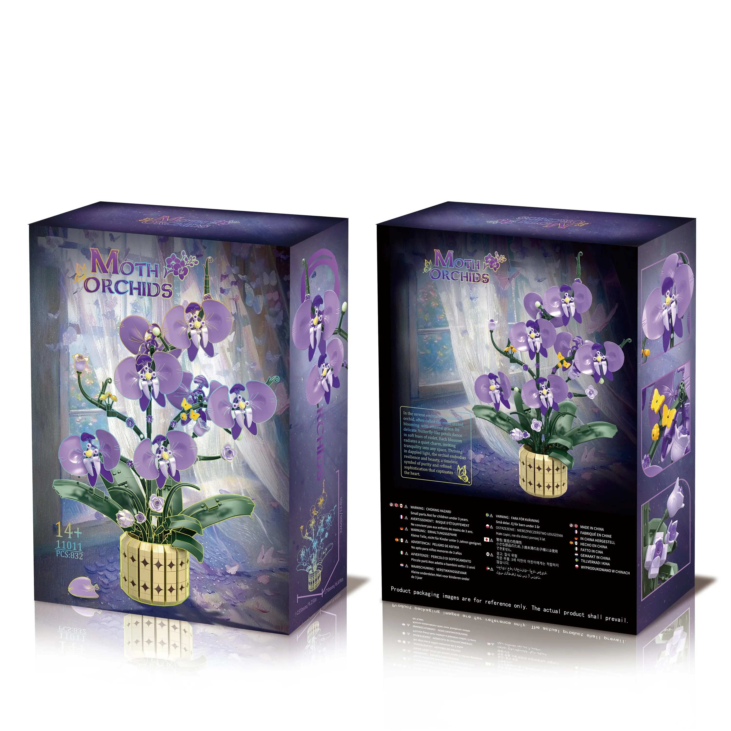 ชุดของเล่นตัวต่อดอกกล้วยไม้สีม่วง ของตกแต่งบ้าน ดอกไม้ประดิษฐ์สร้างสรรค์ ประกอบเอง เหมาะสำหรับเป็นของขวัญวันเกิดเด็ก