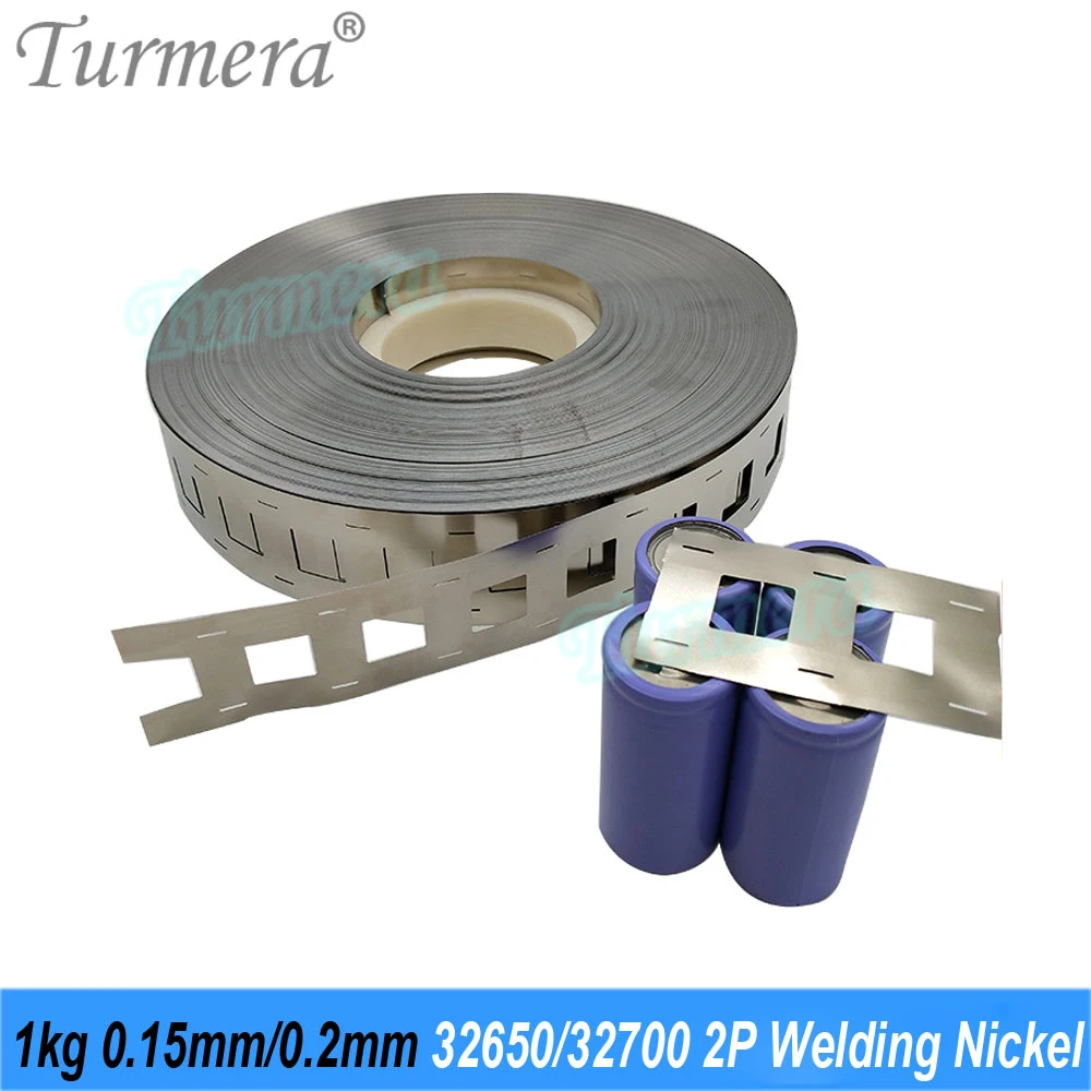 

Turmera 1KG 2P 32650 32700 Lifepo4 Battery Welding Nickel 32.5mm 34.5mm Thickness 0.15mm 0.2mm for 12V 24V 36V Battries Pack Use