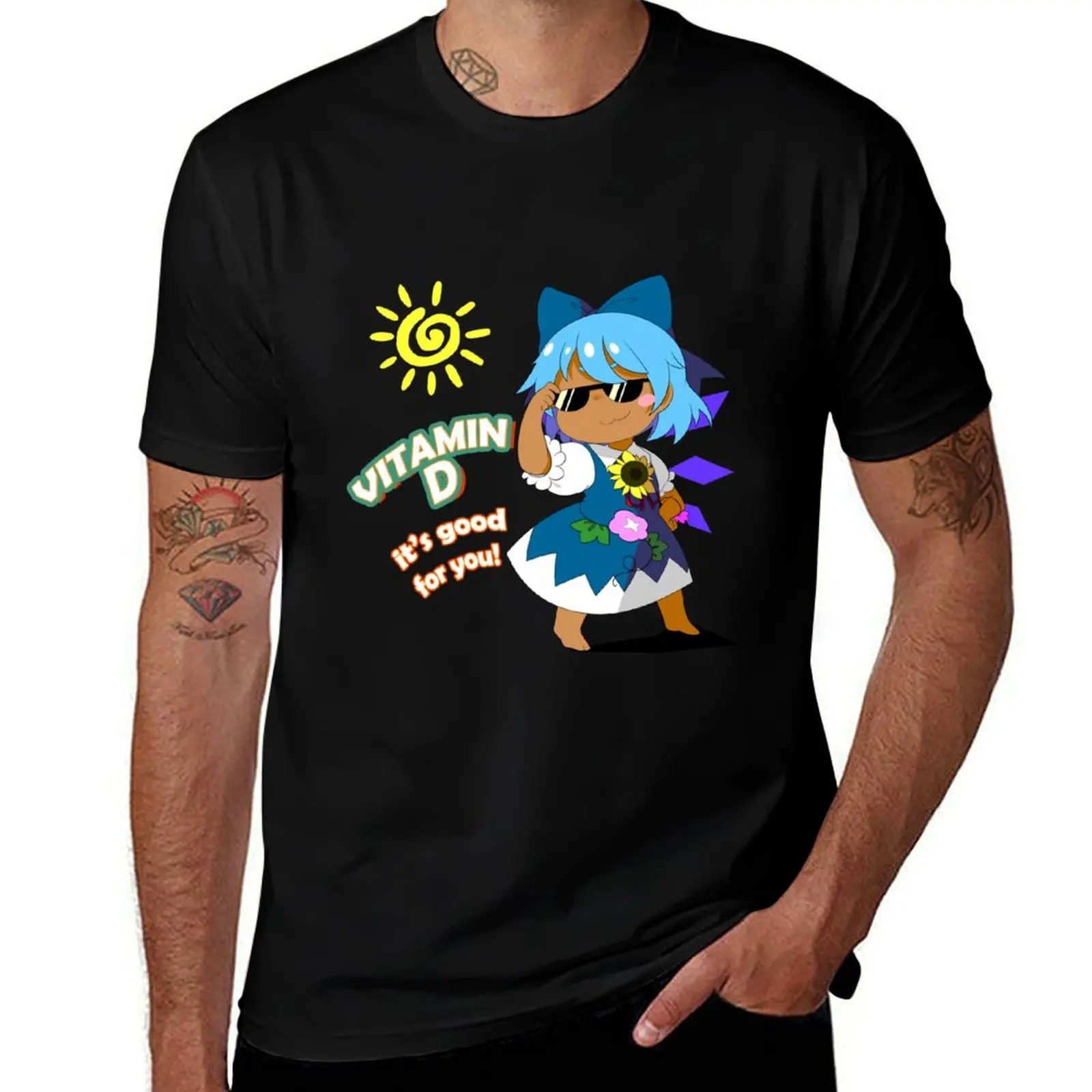 

Vitamin D Tanned Cirno T-Shirt cotton graphic tees blanks anime stuff tshirts for men