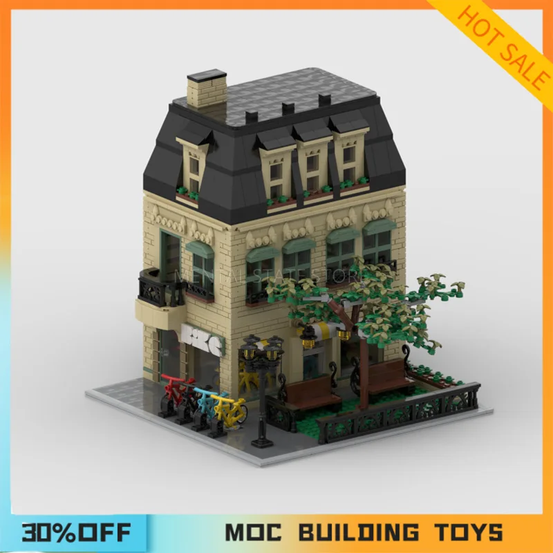 2150PCS Customized MOC Modular Bicycle Shop Street View Building Blocks Technology Bricks Creative Assembly Toys Holiday Gifts