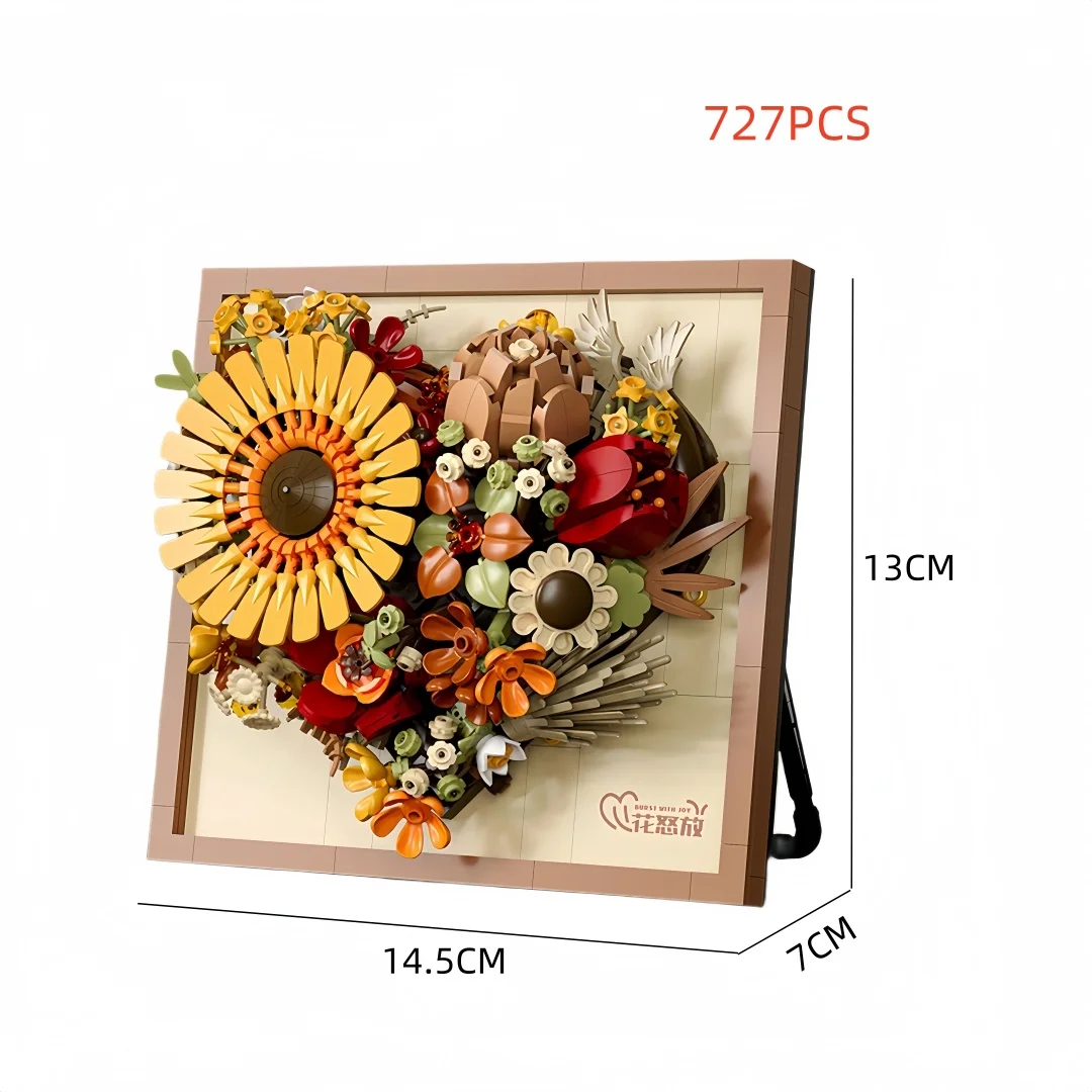 WIST GEBOUWD Innovatieve Bouwsteen Bloem 3D Fotolijst Ornament-Ideaal DIY Decor, Cadeau voor Meisje, Muur Hangend & Educatief Speelgoed