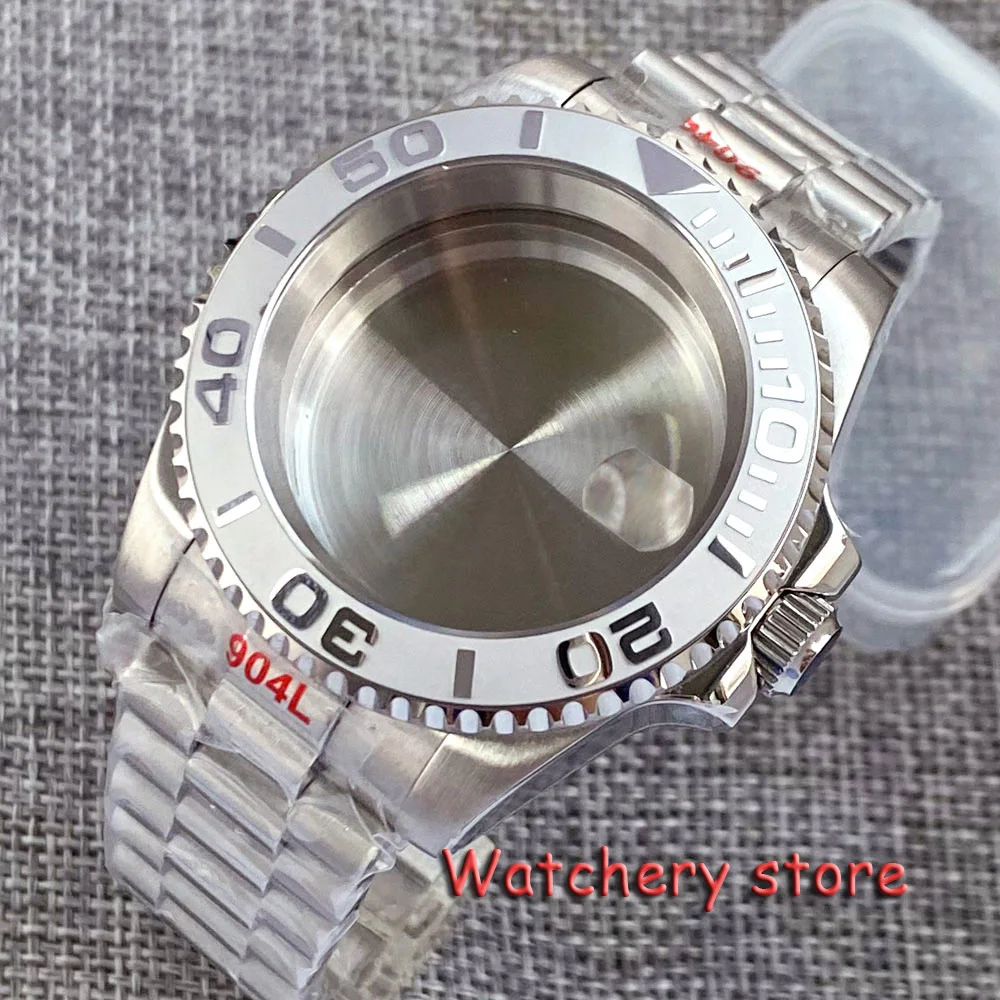 

Fit NH35 NH36 Movement 40MM Watch Case Rotating Bezel Accessories Parts Sapphire Glass Black Ceramic Bezel Date Watch Case