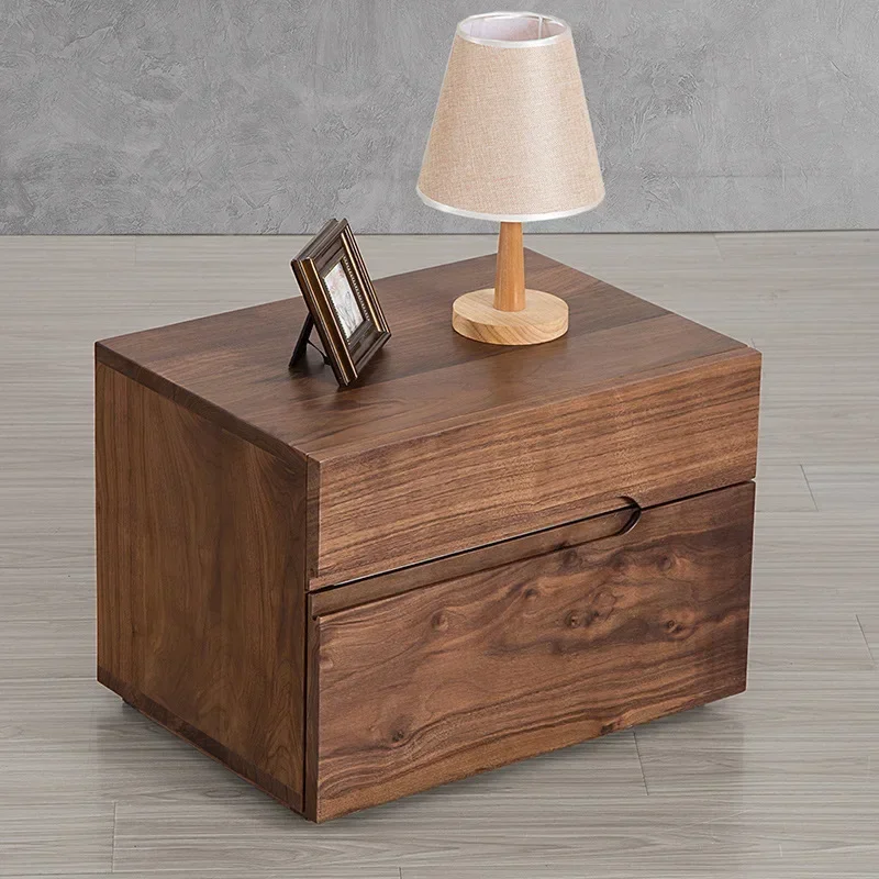 Noz preta toda a mesa de cabeceira de madeira maciça moderno simples pequeno apartamento armário de madeira de cerejeira armário lateral de carvalho branco