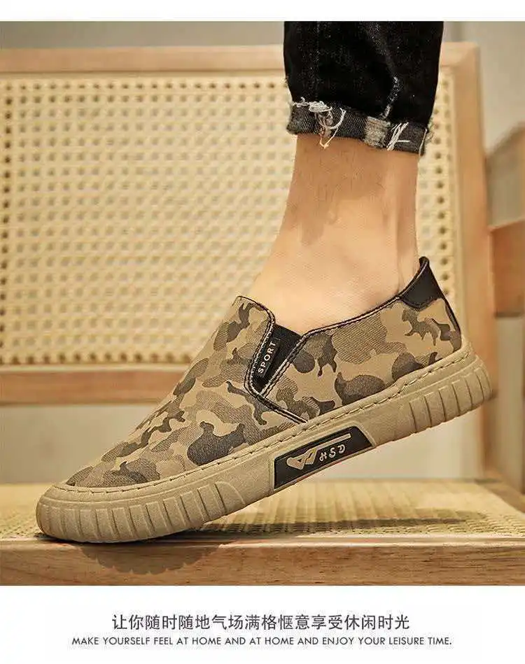 Camouflage Canvas Herren Freizeitschuhe Atmungsaktive Sommer Sportliche Slip-On Peking-Freizeitschuhe Runde Zehenkappe Flacher Absatz Leichte Schuhe – Detail 13