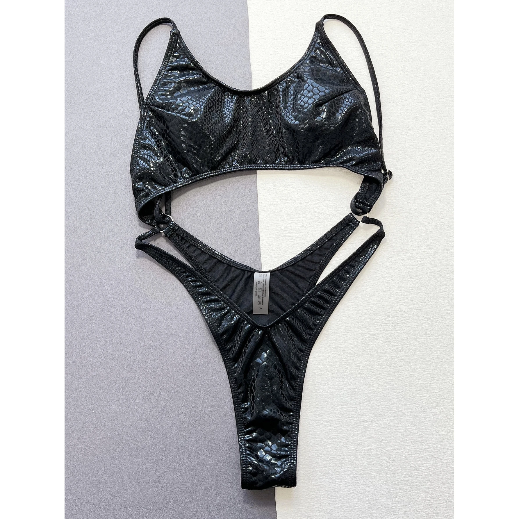 

Sexy Snake Print One-Piece Swimsuit High-Waisted Bikini Cross-Border ular Polyester Fiber Ladies' Suit D528WY Winter Colle...