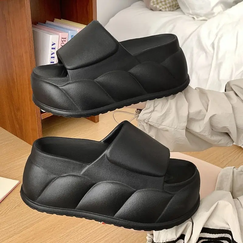 

8 cm Super high heel slippers new women's clogs for summer platform elevated shoes woman outdoor slides chunky open toe slippers