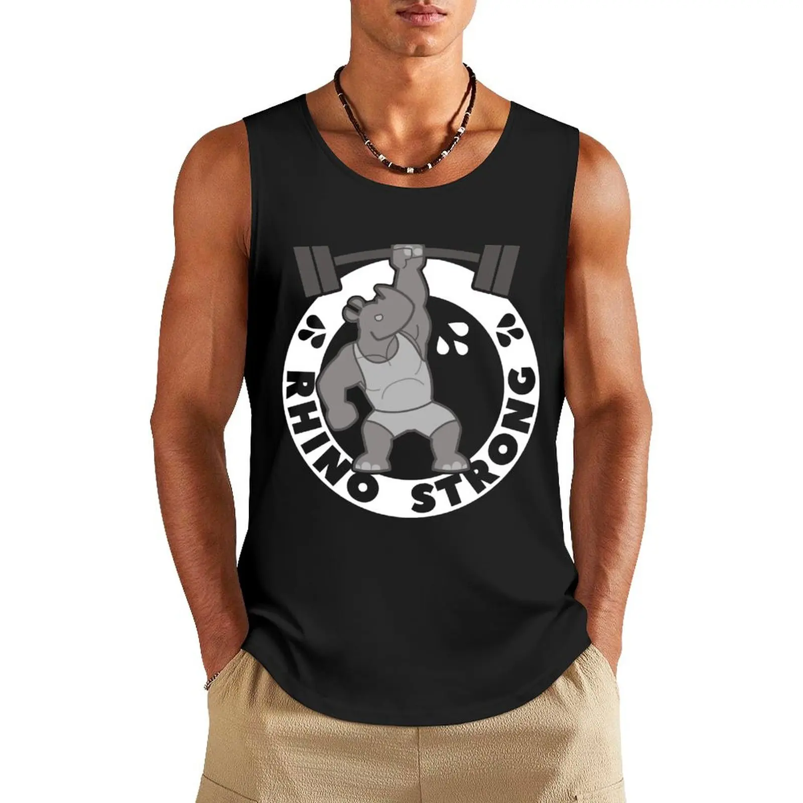 RHINO STRONG Tank Top Men's singlets t-shirts for Men's gym Male vest Men's fitness t-shirt