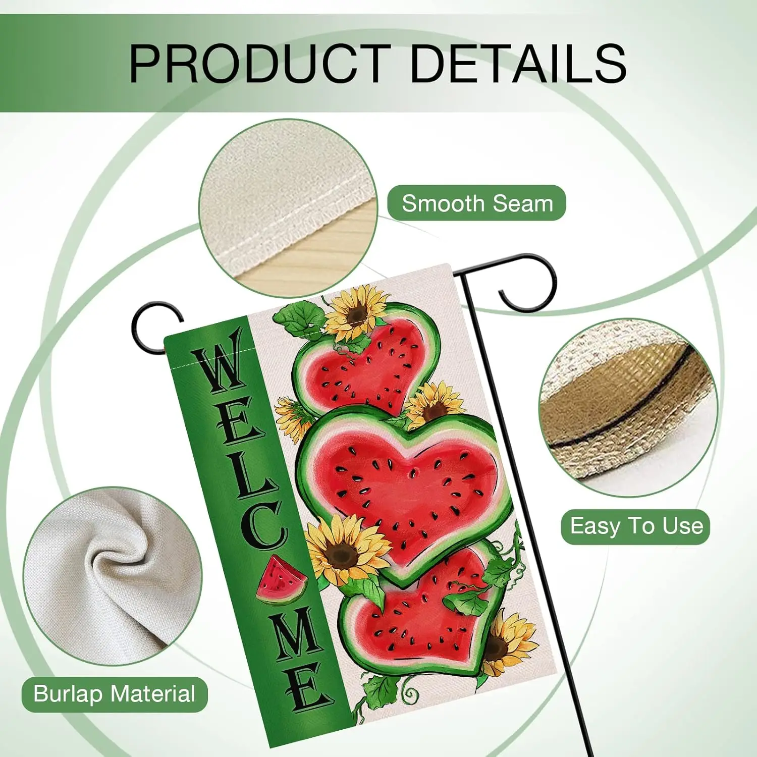 علم حديقة البطيخ الصيفي للترحيب من Hzppyz مزدوج الجوانب، ساحة ديكور عباد الشمس في الهواء الطلق، ديكور صغير للمنزل، عقدة موسمية EYY