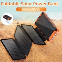 30000mAh Wireless Solar Power Bank Foldable Portable Charger Powerbank for iPhone 15 Samsung Xiaomi Charging Station with Cable