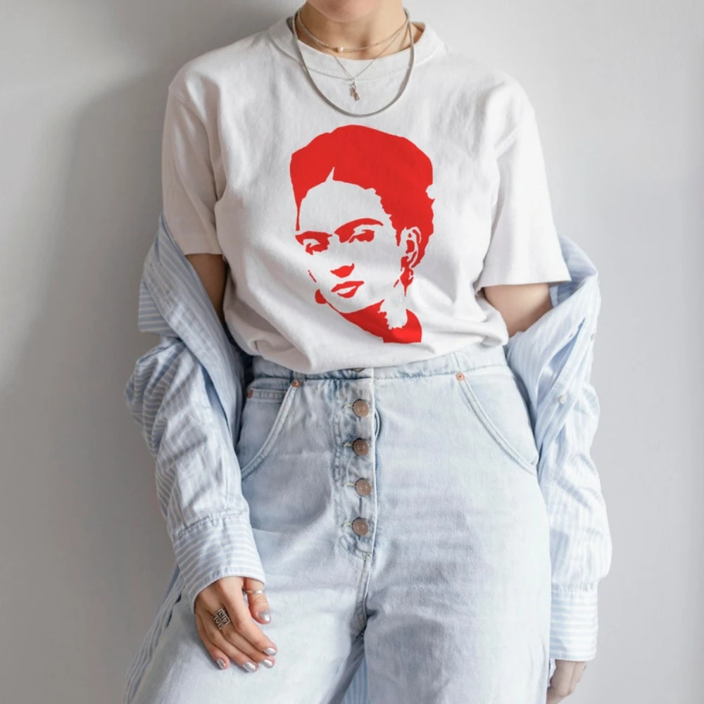 Frida T-Shirt Graphic Art Shirt Feminist Tee Vintage Aesthetic Clothing Graphic Tees for Women Mexican Gift Artsy T-shirt