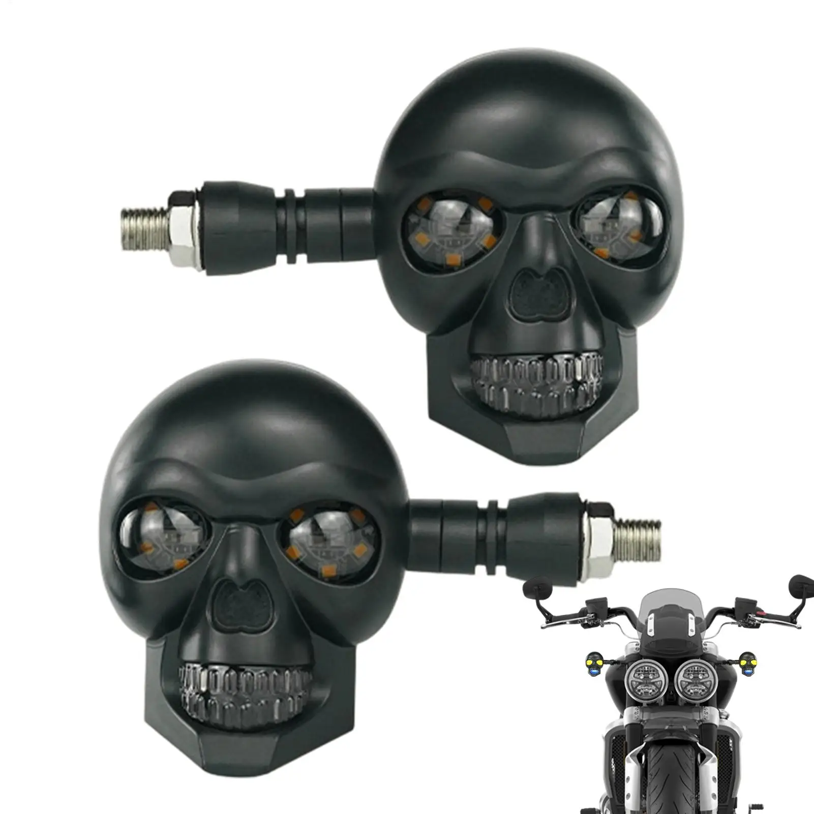 Motorcycle Blinkers 12V Waterproof Skull Shape Universal Lamp Motorcycle Turn Signal Light For Riding Mountain Camping Hiking