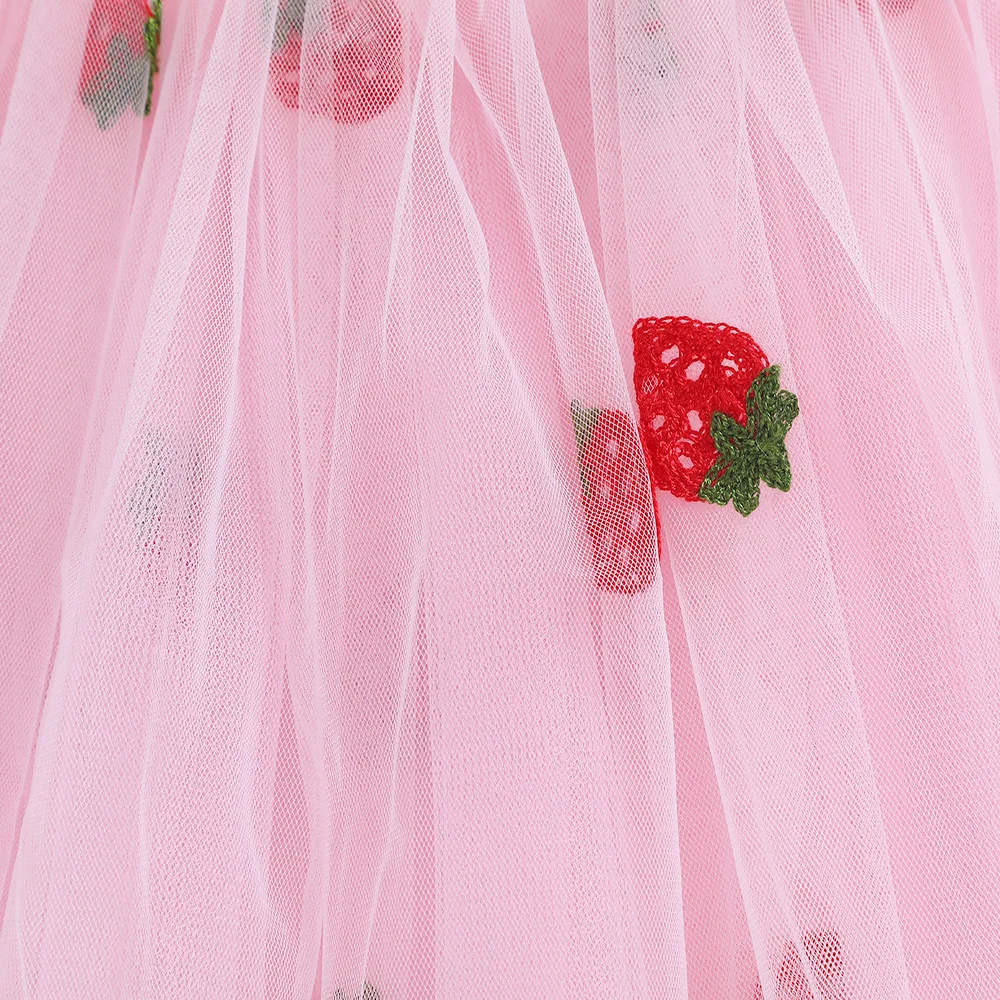 Children\'s skirt 2024 summer new European gauze strawberry TUTU Princess skirt