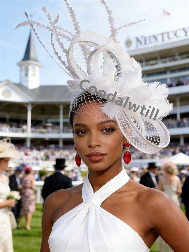 Royal Blue Mesh Hair Fascinator Hat Accessories Ladies Women Elegant Church Wedding Veil Race Headdress Bride Cocktail Pillbox image 3
