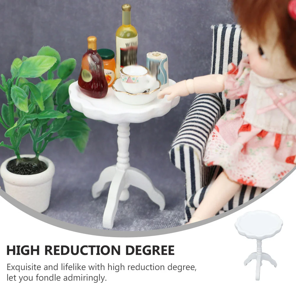 ลูกไม้โต๊ะกลมขนาดเล็กรุ่นตกแต่ง 1:12 Mini House Miniature เครื่องประดับ Micro White Vanity