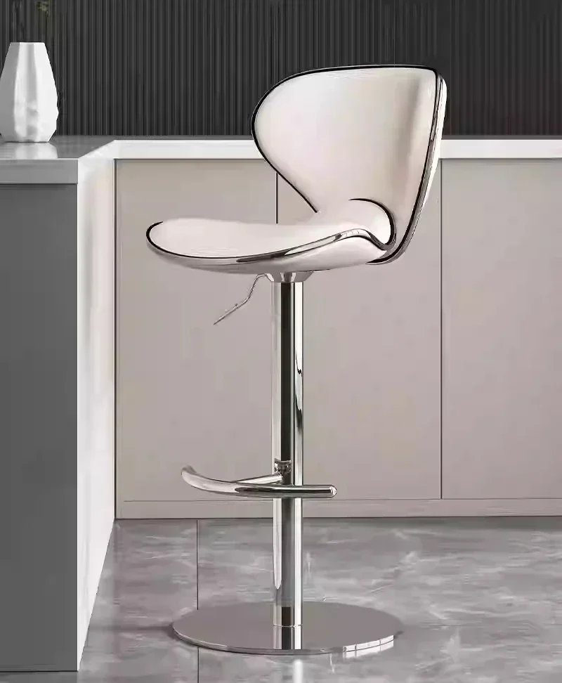 

Nordic Stainless Steel Ergonomic Creative Bar Family Kitchen Household High Stool Bar Light Luxury Comfortable Back Bar Chairs