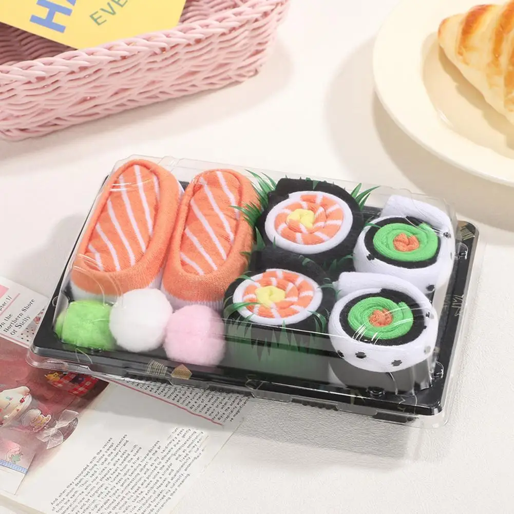 

3 Pairs 18cm Funny Sushi Socks Tuna Salmon Cucumber Maki Socks Cotton Blend Fun Japanese Food Socks In Box Gift For Men Women