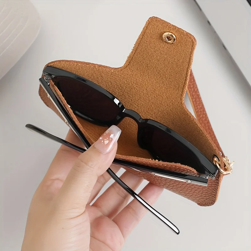 Lychee Patterned Leather Neck Hanging Glasses, Sunglasses, and Sunglasses Storage Bag. Anti Pressure and Anti Loss Measures
