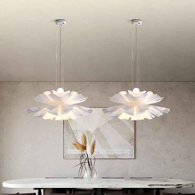 Nordic Design Multi-Layer Acrylic Flower Pendant Chandelier For Hotel Dining Room Kitchen Art Decor Led Light Hanging Fixture