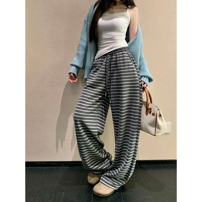 جديد الرباط مخطط ثنى عارضة للنساء في الخريف تنوعا فضفاض التخسيس السراويل واسعة الساق #6