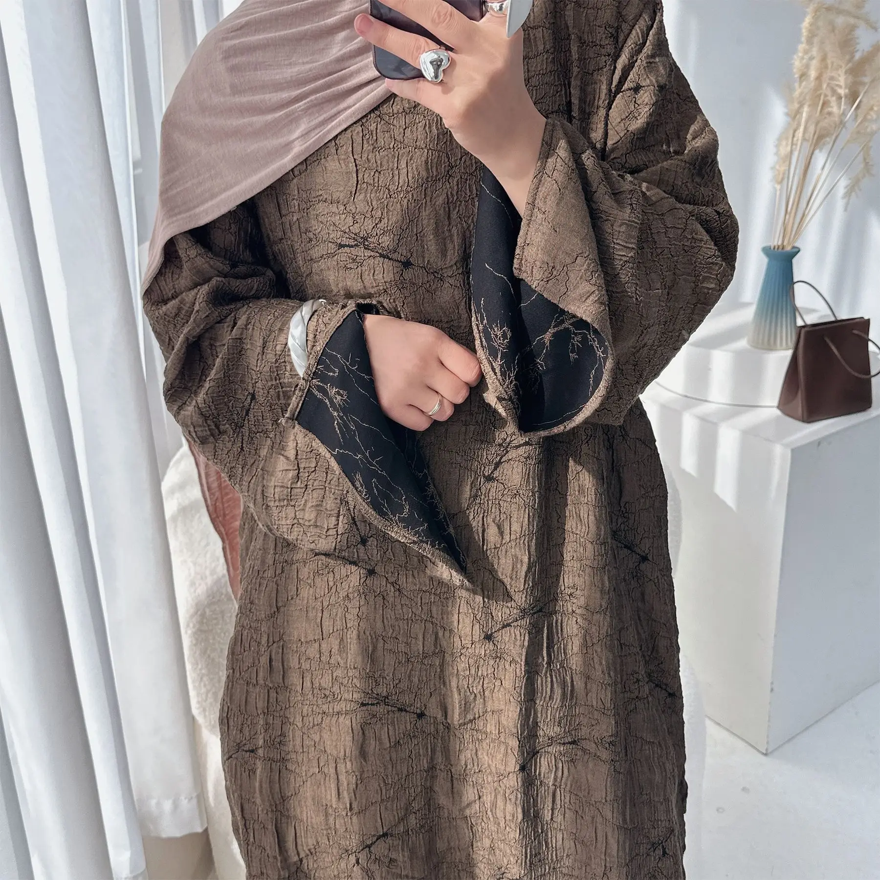 

Ramadan Dubai Abaya Muslim Women Maxi Dress Turkey Kaftan Eid Kebaya Caftan Marocain Femme Robe Kimono Cardigan Reversible Abaya