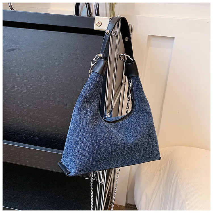 Sacs à bandoulière en denim pour femmes, printemps, été, couleurs mélangées, mode, sac à main et sacs à main décontractés à fermeture éclair assortis, 2023