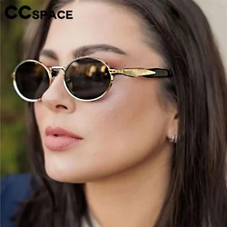 Luxury Oval Punk Sunglasses Female 2024 Y2K Style Retro Suneyeglass Unisex UV Protection Vacation Sand Party 301161