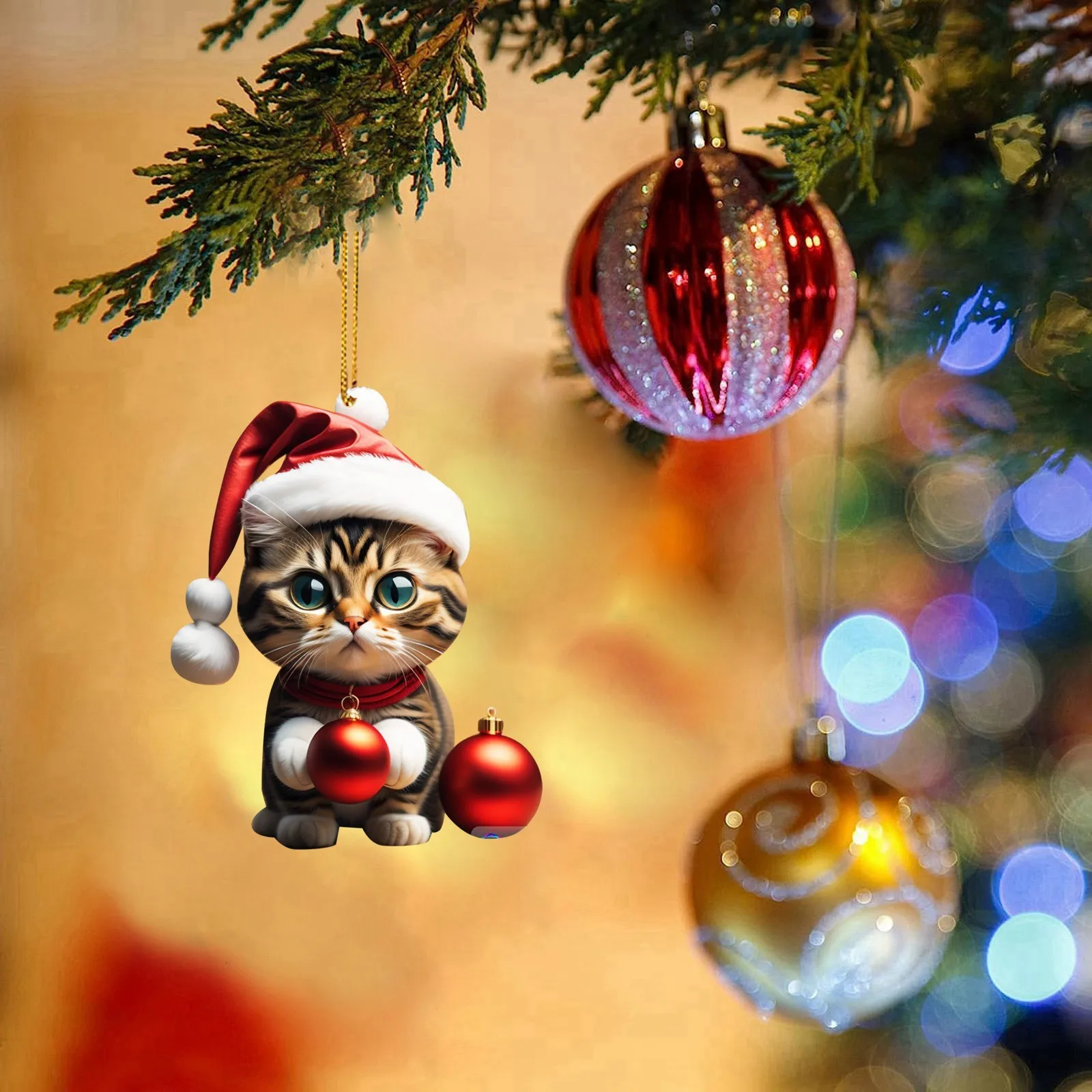 

Cartoon Acrylic Funny Cat Cute Ornament Christmas Decoration Accessories Party Gift Christmas Tree Pendant Festive Atmosphere