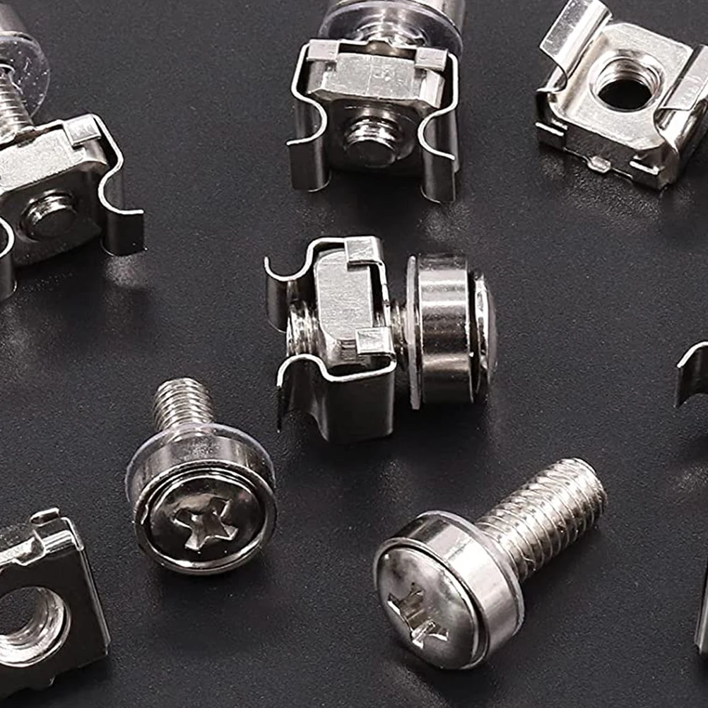 

1 set Screw Set Cage Nuts Carbon Steel Rack Mount Screws Server Computer Cabinet Corrosion Resistant Metric Size Universal