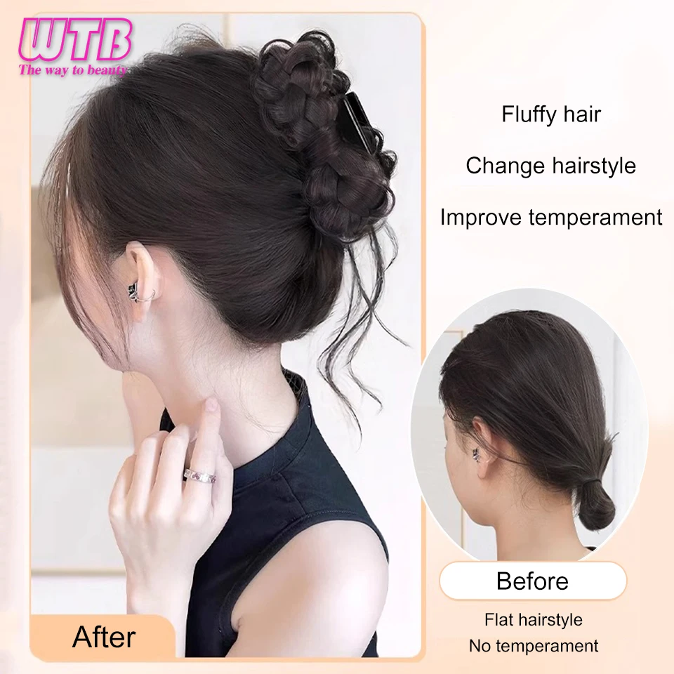 Perruque synthétique à griffe intégrée pour femme, chignon féminin, queue de cheval, nœud papillon, cheveux de dragon, forme à moitié attachée, adaptée à 03/Wear