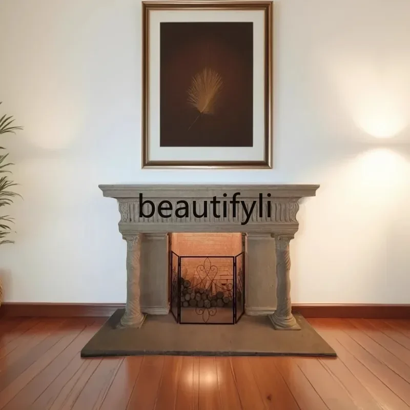 G Vintage medieval fireplace living room entrance travertine stone fireplace decoration