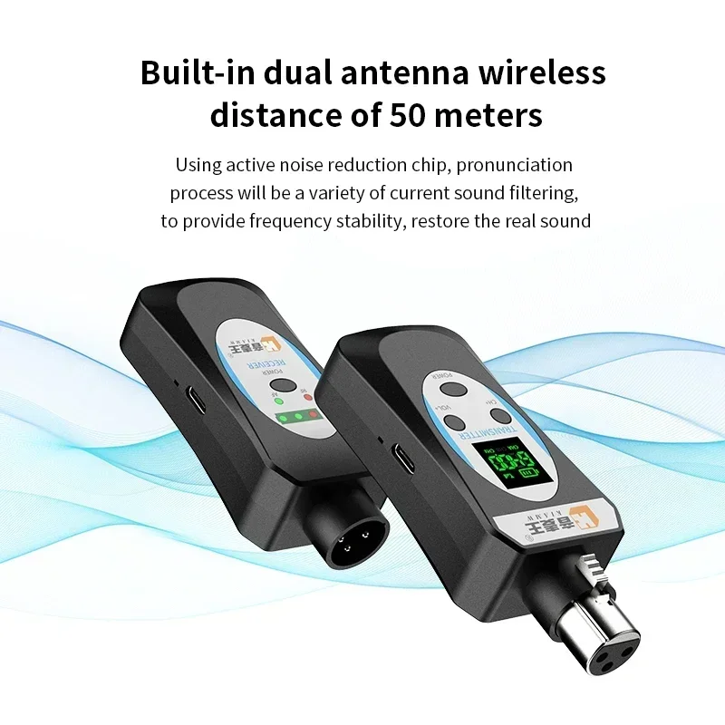 

Microphone Wireless System Mic HD Display Wireless Transmitter Receiver Audio Transmission Systems for Mixer Recorder