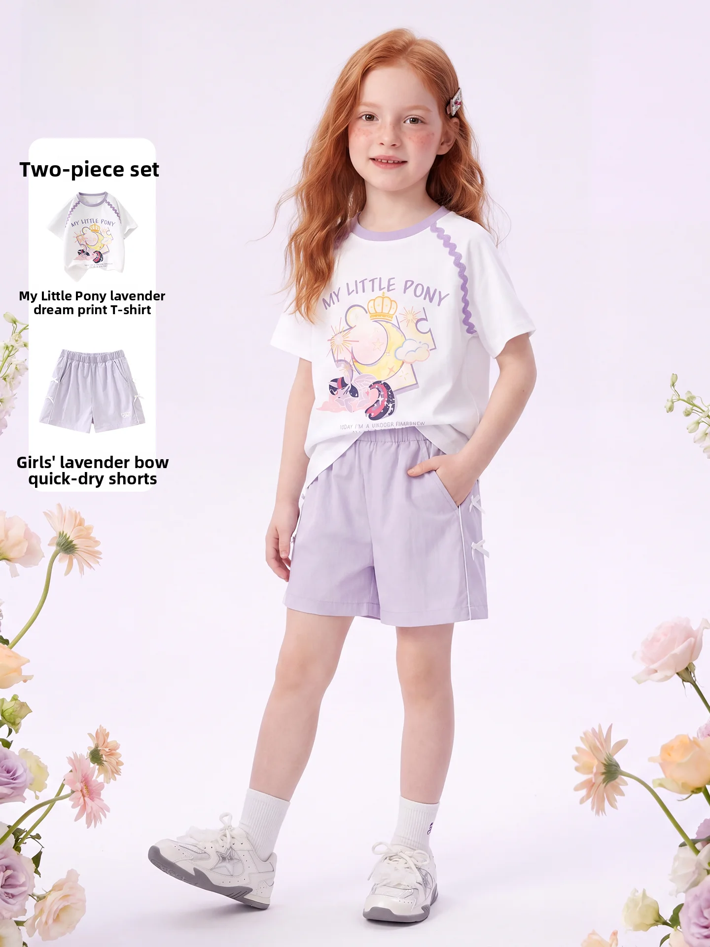 マイリトルポニー女の子夏服半袖-t-シャツとショートパンツ速乾性子供服セットカジュアルスタイルキッズファッション