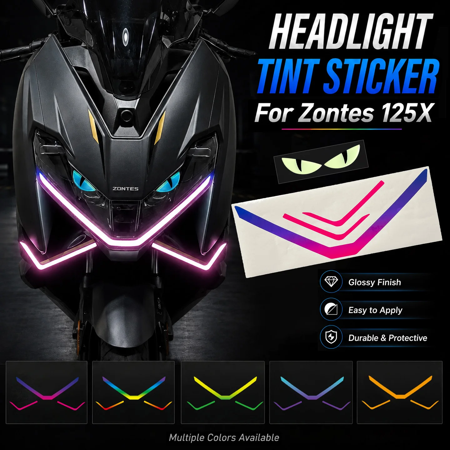 Pellicola Adesiva Trasparente per Faro Moto ZONTES 125X 125 X, Accessori in Vinile per Luci Diurne di Moto e Scooter