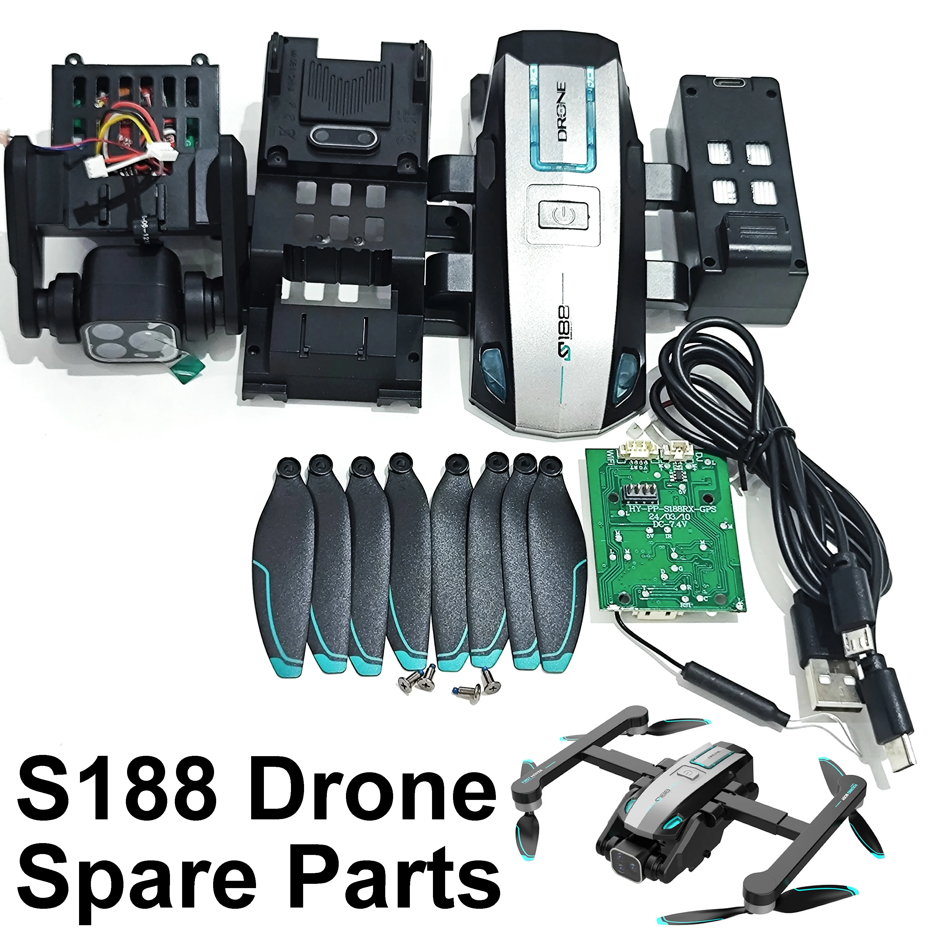 

S188 RC GPS Drone Foldable Brushless Motor Quadcopter Spare Part Remote Control/Battery/Charger/Body Shell/Main Board/Fan Props