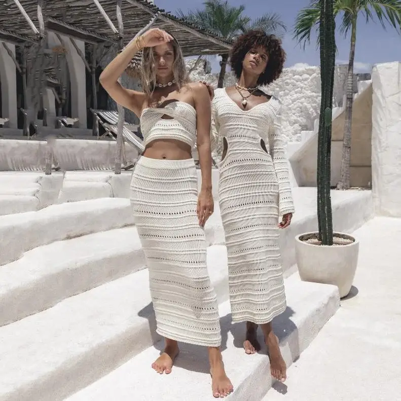 

Женское трикотажное платье Ele V-Ne с высокой талией, длинным рукавом и юбкой миди, летнее, повседневное, высокого качества