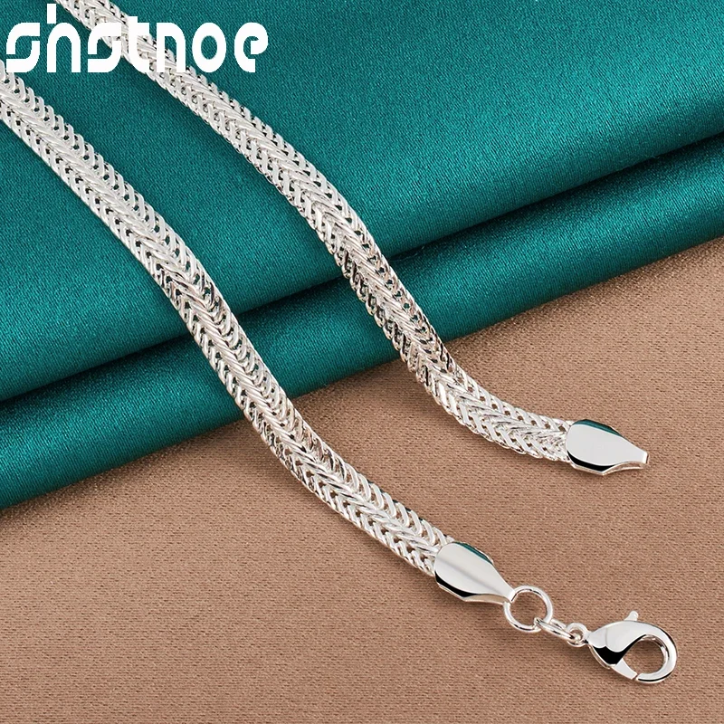 SHSTONE 925 Sterling Silver 20-calowy płaski łańcuszek węża Naszyjnik dla kobiet Mężczyzna Moda Impreza Ślub Urok Prezent Biżuteria zaręczynowa — zdjęcie 4