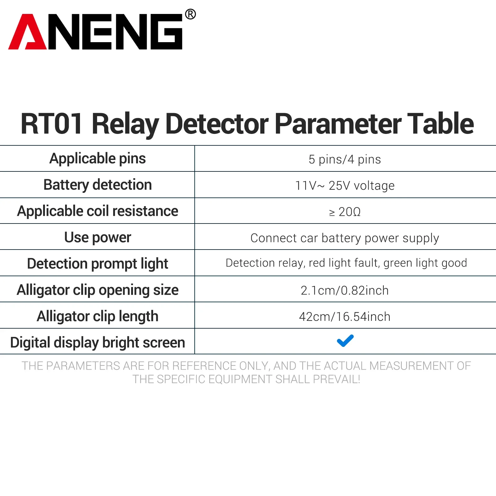 ANENG RT01 Automotive Relay Tester 12V 24V Car Battery Diagnostic Tool 4Pin 5Pin Voltage Checker LED Indicator Auto Repair Tool