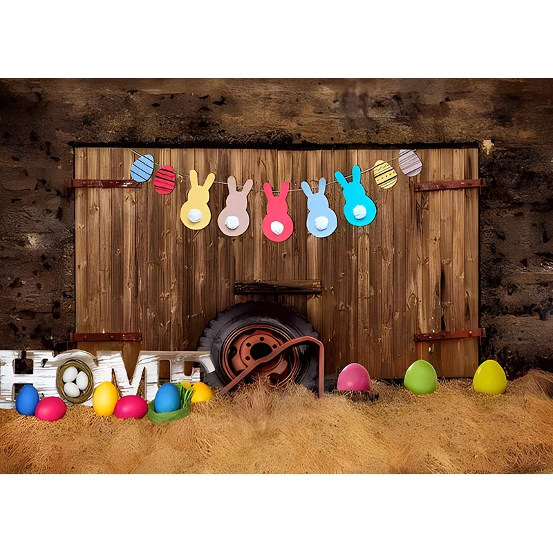 Fondo de fotografía Digital para el día de Pascua, accesorios para estudio fotográfico, conejo, flores, puertas de arco, maternidad, YH-04