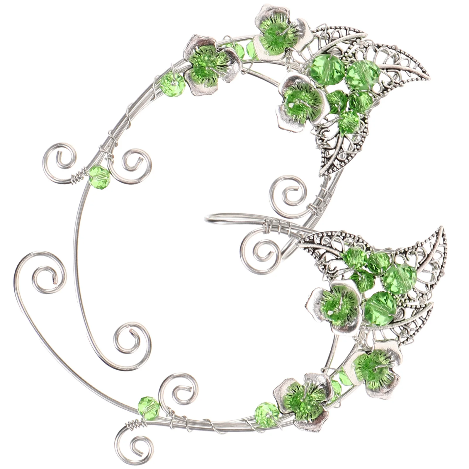 

1Pair Retro Green Ear Cuff Non Piercing Earrings for Women Teen Girls Fairy Costume Ear Clip Accessories Fairy Ears